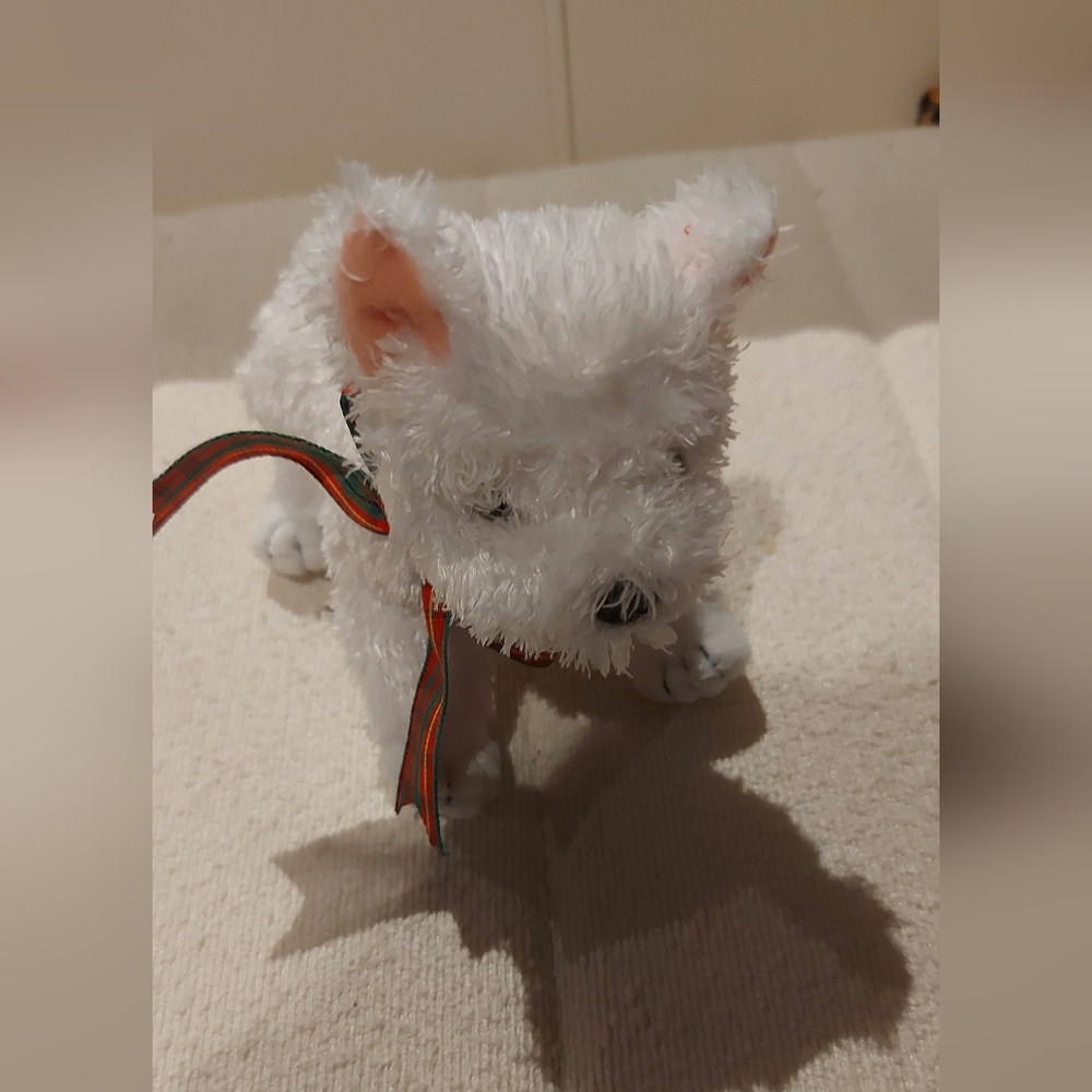 Ty Beanie Baby Kirby West Highland Terrier with Festive Ribbon